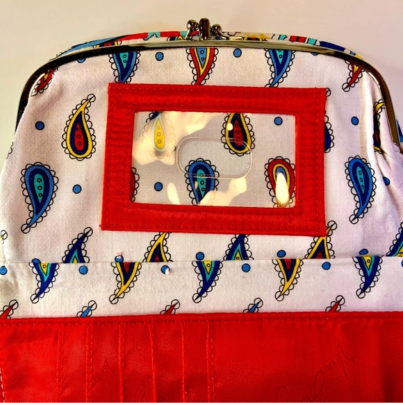 Vera Bradley Bifold Marina Blue Paisley Double Kiss Clasps Snaps Quilted Wallet - Picture 6 of 12